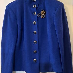 St. John Collection Cobalt Blazer with Gold Accents